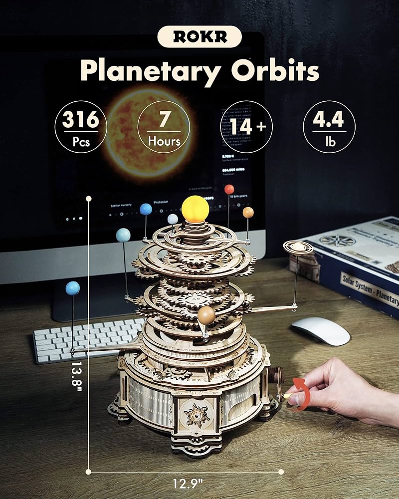 Amazon | ROKR 3D木製パズル 大人用 Orrery 太陽系モデルキット